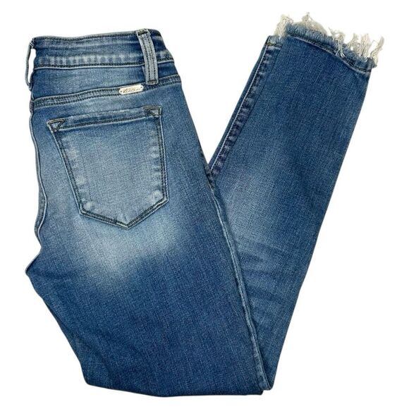 KanCan Low Rise Ankle Skinny Light Wash Stretch Denim Frayed Hem Jeans Size 26 - Picture 1 of 9